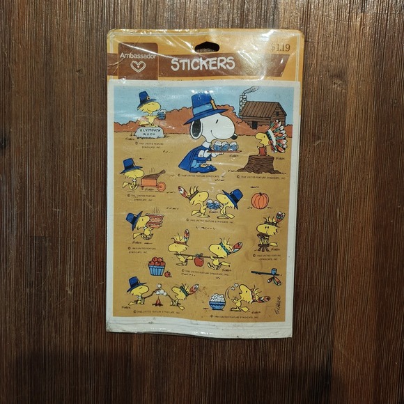 Hallmark Other - NEW VTG 1965 Peanuts SNOOPY Thanksgiving Holiday Stickers Hallmark 4 Sheets ZA1